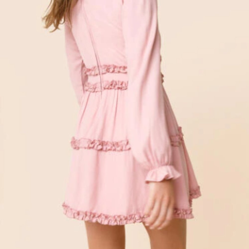 Pink Ruffled Trim Dress - Picture 3 of 7